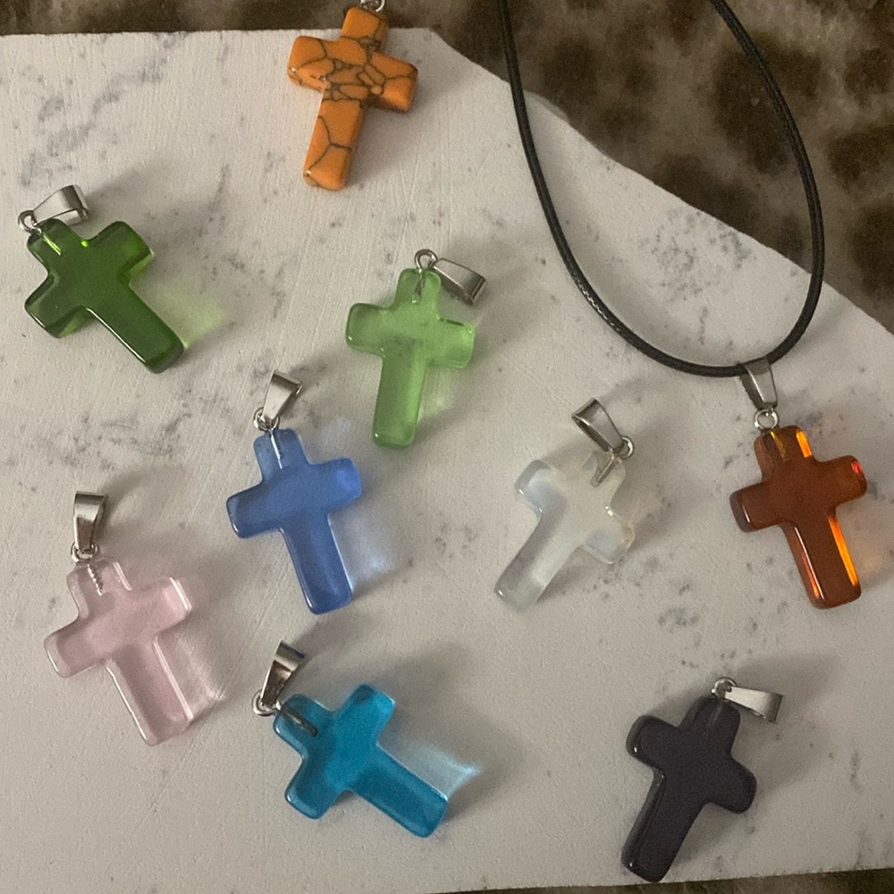 Cross Pendant Necklace random color